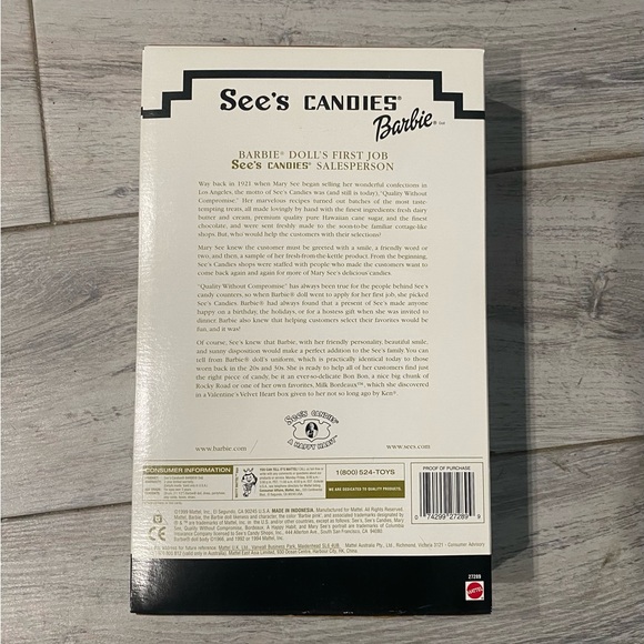 NIB 1999 See's Candies Barbie Doll with accessories - Picture 3 of 4